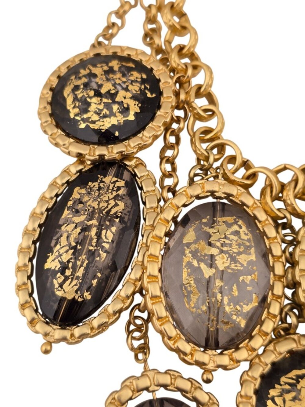 NWT Limited Edition Chicos Gold Foil Solstice Bib Necklace Statement Piece HEAVY - Picture 7 of 11